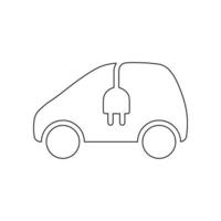 Electric car line icon on white background. Eco friendly auto or electric vehicle.
