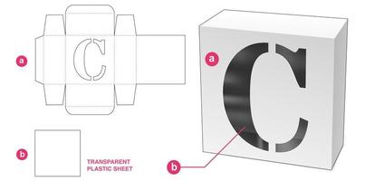 Box with stenciled C alphabet window die cut template vector