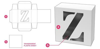 Box with stenciled Z alphabet window die cut template vector