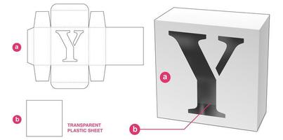 Box with stenciled Y alphabet window die cut template vector