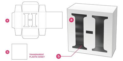 Caja con plantilla troquelada de ventana de alfabeto h estarcida vector