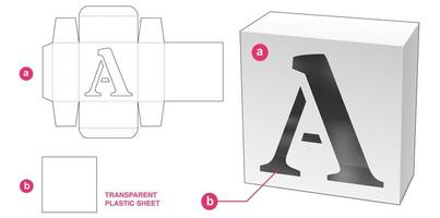 caja con una plantilla troquelada de ventana de alfabeto estarcida vector