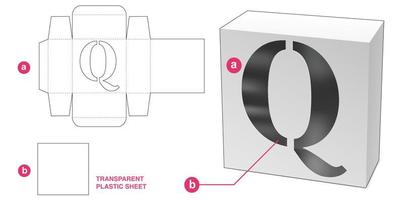 Box with stenciled Q alphabet window die cut template vector