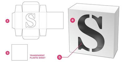 caja con plantilla de troquelado de ventana de alfabeto estarcido s vector