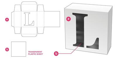 caja con plantilla de troquelado de ventana de alfabeto estarcido l vector