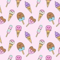 Pink pattern with ice cream. Seamless background for printing on fabric, tailoring and packaging paper. vector