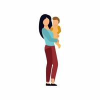 una mujer sostiene a un niño en sus brazos. ilustración vectorial en estilo plano. vector