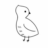 Cute bird drawn with a contour line. Vector character in the doodle style.