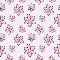 Seamless pattern with pink flowers in doodle style. Endless background for sewing clothes, printing on fabric and packaging paper. Cover for a girl's notebook. vector