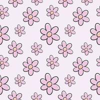 Seamless pattern with pink flowers in doodle style. Endless background for sewing clothes, printing on fabric and packaging paper. Cover for a girl's notebook. vector