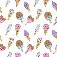 Vector seamless pattern with ice cream. Wallpaper for tailoring. Ice cream drawn with a contour line. Background for printing on fabric