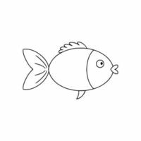 pez lindo al estilo de doodle. libro para colorear para niños con criaturas marinas. ilustración vectorial en el estilo de dibujo aislado en un fondo blanco. vector