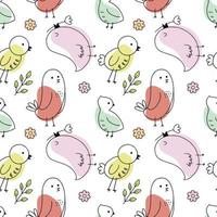 A pattern for sewing children's clothing. Cute birds drawn with a contour. Abstract vector illustration. Background for printing on fabric and packaging paper.