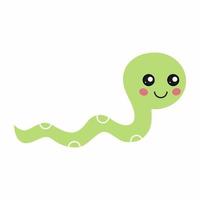 Cute caterpillar with big eyes. Cards with insects for children. Snake in the cartoon style. vector