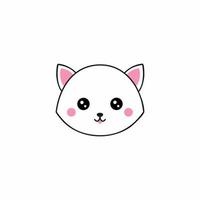 Cute kitten face isolated on a white background. Vector icon with funny stickers for kids.