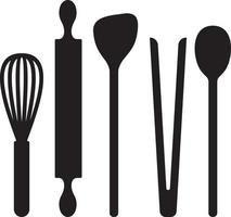 Baking utensils silhouette vector
