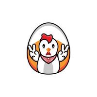 Combination Rooster with egg unique Vector Logo Design with cartoon style