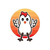 Combination Rooster with egg unique Vector Logo Design with cartoon style