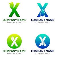 naturaleza moderna del logotipo de la letra con el color verde y azul minimalis con la letra x vector