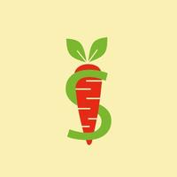 red carrot with letter s, unique design suitable for offices and companies in the field of vegetables and food. vector