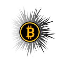 Ilustración de stock de vector de bitcoin. concepto de moneda electrónica ilustración vectorial. icono de bitcoin. imagen de criptomoneda. vector de oro bitcoin. dinero virtual