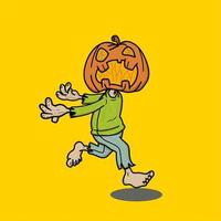 personaje zombie con cabeza de calabaza, divertido y aterrador. ideal para eventos de halloween y más. vector