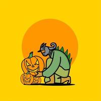 pumpkin-headed zombie character, funny and scary. Great for Halloween events and more. vector