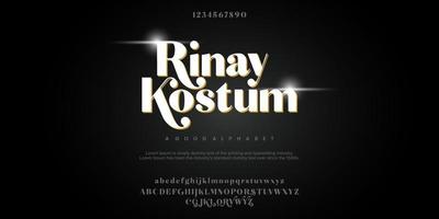 Rinay Kostum Abstract Fashion font alphabet. Typography typeface uppercase lowercase and number. vector illustration