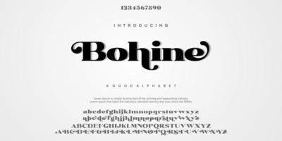 Bohine Abstract Fashion font alphabet. Typography typeface uppercase lowercase and number. vector illustration