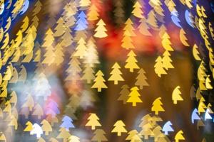 Blur christmas tree logo in bokeh photo