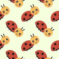 A seamless pattern with a cute ladybug. An endless background with a bug for sewing children's clothing, printing on textiles and packaging paper. vector