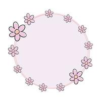 Round frame with beautiful flowers. Pink flowers for the holiday on March 8. International Women's Day. Place for the text on the greeting card. vector