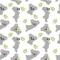 Seamless pattern with cute koalas. Background with a koala for sewing children's clothing, printing on fabric and cover. vector