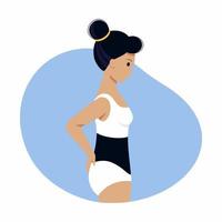 una mujer con un aparato ortopédico abdominal posparto. un vendaje para cesárea. embarazo, parto y maternidad. vector