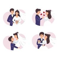 Lovers of the bride and groom celebrate the wedding. vector