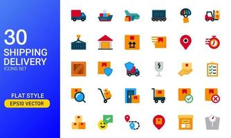 Shipping and delivery icon set in flat style. Suitable for design element of cargo and logistic company service. vector