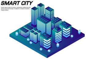 ciudad futura isométrica. concepto de la industria inmobiliaria y de la construcción vector