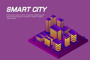 ciudad futura isométrica. concepto de la industria inmobiliaria y de la construcción vector