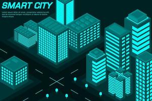 Isometric Future City. Real estate and construction industry concept vector