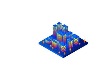 ciudad futura isométrica. concepto de la industria inmobiliaria y de la construcción vector