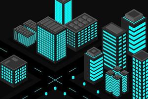 Isometric Future City. Real estate and construction industry concept vector