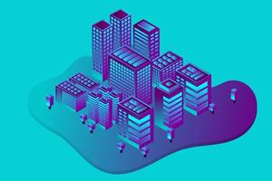 Isometric Future City. Real estate and construction industry concept vector