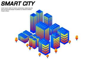 ciudad futura isométrica. concepto de la industria inmobiliaria y de la construcción vector