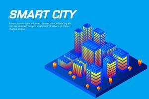 Isometric Future City. Real estate and construction industry concept vector