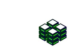 Datacenter isometric vector illustration. Abstract 3d hosting server or data center room background. Network or mainframe infrastructure website header layout