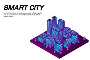 ciudad futura isométrica. concepto de la industria inmobiliaria y de la construcción vector