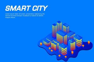 ciudad futura isométrica. concepto de la industria inmobiliaria y de la construcción vector