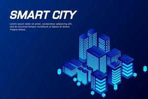 ciudad futura isométrica. concepto de la industria inmobiliaria y de la construcción vector