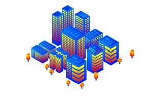 Isometric Future City. Real estate and construction industry concept vector