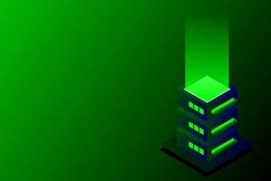 Datacenter isometric vector illustration. Abstract 3d hosting server or data center room background. Network or mainframe infrastructure website header layout